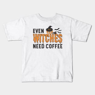 Even Witches Need Coffee Kids T-Shirt